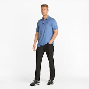 CLOUDSPUN Monarch Men's Golf Polo Shirt, Bright Cobalt Heather-Navy Blazer