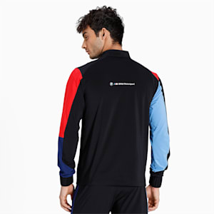 BMW M Motorsport Slim Fit Men's Track Jacket, Puma Black-Marina-Blueprint-High Risk Red, extralarge-IND