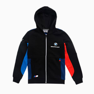 BMW M Motorsport Full-Zip Kid's Sweat Shirt, Puma Black-Marina-Blueprint-High Risk Red, extralarge-IND