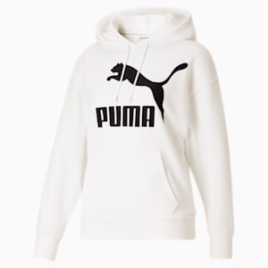Classics Womens Logo Hoodie, Puma White-Puma Black