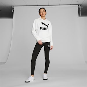 Classics Womens Logo Hoodie, Puma White-Puma Black, extralarge