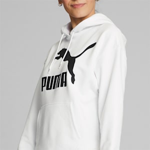 Chaqueta con capucha y logo Classics para mujer, Puma White-Puma Black, extragrande