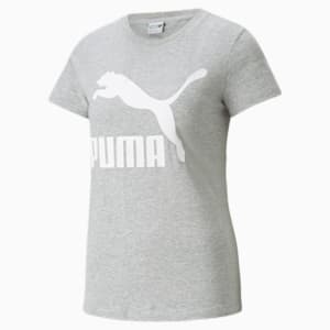 Camiseta Classics con logotipo para mujer, Light Gray Heather-Puma White, extragrande