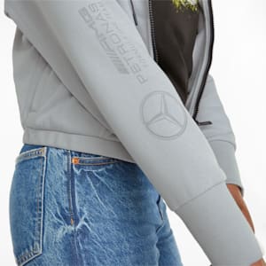 Mercedes AMG Petronas F1 Women's Regular Fit Hooded Sweat Jacket, Mercedes Team Silver, extralarge-IND