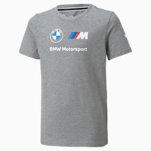 BMW M Motorsport Essentials Logo Youth Tee, Medium Gray Heather