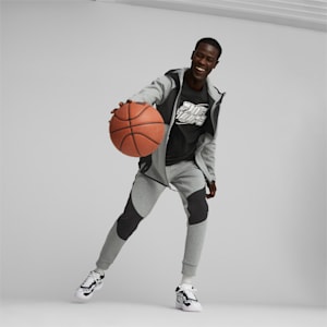 Dime Men's Basketball Jacket, Medium Gray Heather-PUMA Black, extralarge