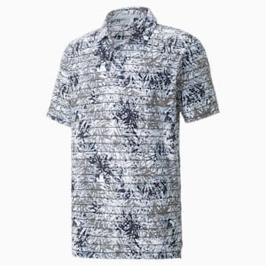 CLOUDSPUN Tropic Leaves Men's Golf Polo Shirt, QUIET SHADE-Navy Blazer