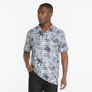 Camiseta tipo polo de Golf con estampado tropical CLOUDSPUN para hombre, QUIET SHADE-Navy Blazer