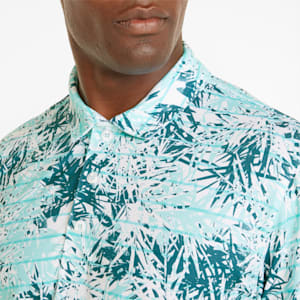 Camiseta tipo polo de Golf con estampado tropical CLOUDSPUN para hombre, Angel Blue-Blue Coral