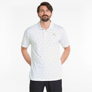 Mattr Spring Men's Golf Polo, Bright White-Greenery