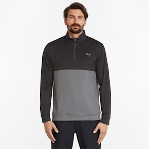 Gamer Colourblock Quarter-Zip Men’s Golf Pullover, Puma Black-QUIET SHADE, extralarge-GBR