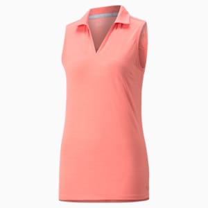 CLOUDSPUN Coast Sleeveless Women's Golf Polo, Carnation Pink Heather