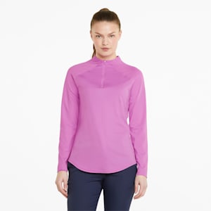Shine Quarter-Zip Women's Golf Pullover, Mauve Pop