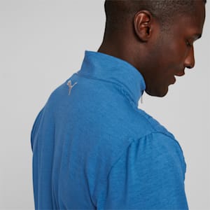 PUMA x ARNOLD PALMER CLOUDSPUN Castle Quarter-Zip Men's Golf Sweater, Lake Blue Heather