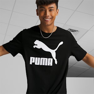 Classics Logo Men's Tee, Puma Black-Puma White, extralarge