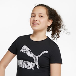 Camiseta con logotipo Summer Roar para niña, Puma Black