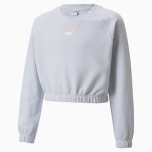 GRL Cropped Crew Neck Youth Sweater, Arctic Ice