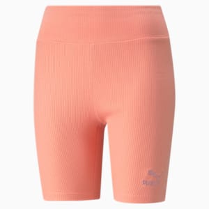 Classics Ribbed Women's Short Leggings, Peach Pink