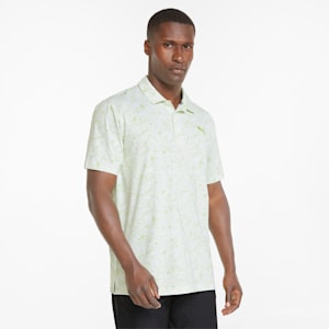 MATTR Gust O'Wind Men's Golf Polo Shirt, Bright White-Greenery