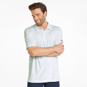 CLOUDSPUN H8 Men's Golf Polo Shirt, Bright White-Navy Blazer