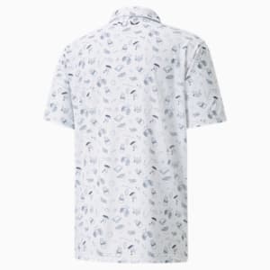 Volition Block Party Men's Golf Polo Shirt, Bright White-Navy Blazer