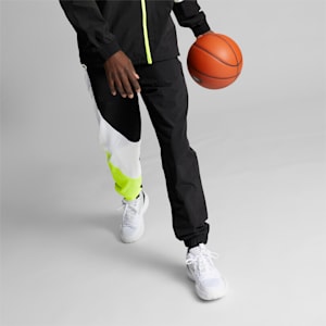 Clyde Men's Basketball Pants, Puma Black-Lime Squeeze