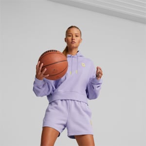 Pivot Cropped Women's Basketball Hoodie, Vivid Violet