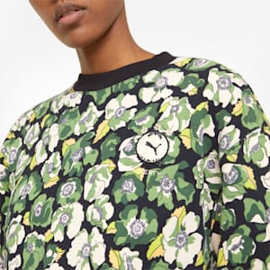 Suéter de cuello redondo estampado PUMA x LIBERTY para mujer, Puma Black-Flower AOP
