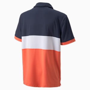 CLOUDSPUN Highway Youth Golf Polo Shirt, Navy Blazer-Hot Coral