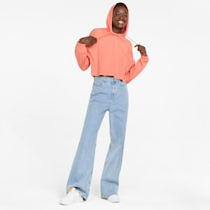 Classics Ribbed Women's Hoodie, Peach Pink