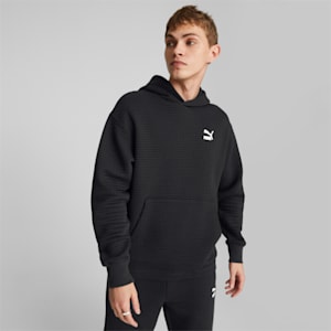 Classics Quilted Men's Relaxed Fit Hoodie, Puma Black, extralarge-IND