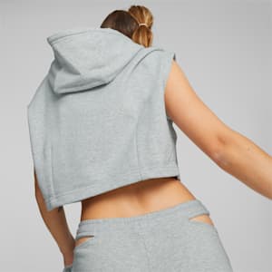 Dare To Hooded Cropped Vest Women, Light Gray Heather