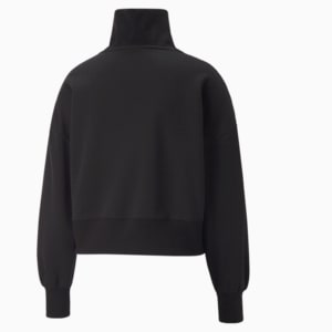 Infuse Women's Half-Zip Oversized Sweatshirt, Puma Black, extralarge-IND