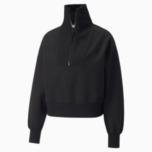 Infuse Women's Half-Zip Oversized Sweatshirt, Puma Black, extralarge-IND