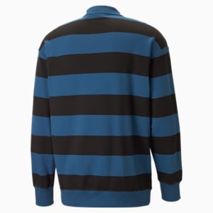 SWxP Striped Men's Crew-Neck Relaxed Fit Sweatshirt, Lake Blue-AOP, extralarge-IND