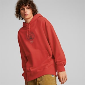 Downtown Graphic Men's Hoodie, Burnt Red