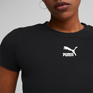 T-shirt ajusté côtelé Classics, femme, Puma Black