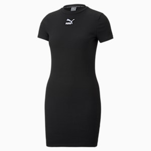 Classics Ribbed T-Shirt Dress Women, Puma Black