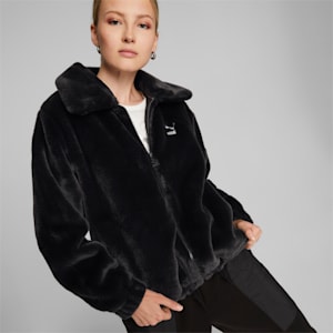 Classics Faux Fur Women's Jacket, Puma Black