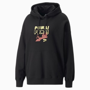 Downtown Graphic Women's Oversized Hoodie, Puma Black, extralarge-IND