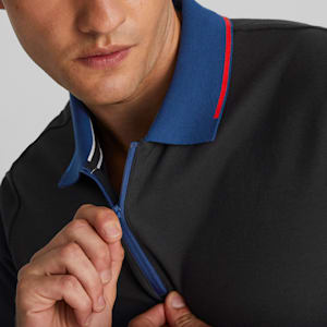 BMW M Motorsport Men's Zip-Up Polo Shirt, Cotton Black, extralarge