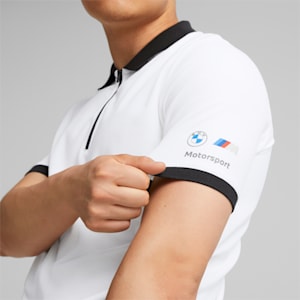 BMW M Motorsport Men's Zip-Up Polo Shirt, Puma White, extralarge