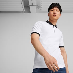 BMW M Motorsport Men's Zip-Up Polo Shirt, Puma White, extralarge
