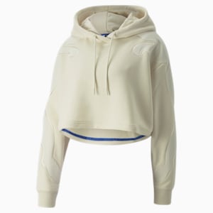 PUMA x KOCHÉ Women's Cropped Hoodie, White Asparagus