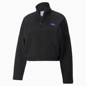 ウィメンズ PUMA x PERKS AND MINI ハーフジップ クルースウェット, Puma Black