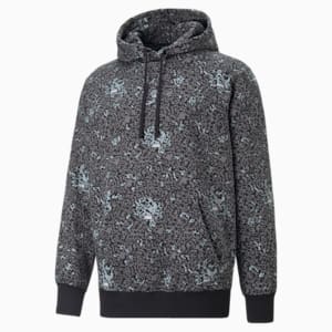 Brand Love Metallic Men's Regular Fit Hoodie, Puma Black-Silver, extralarge-IND