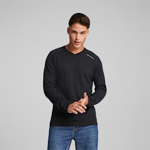 Porsche Design EvoKNIT Men's V-Neck Sweatshirt, Jet Black
