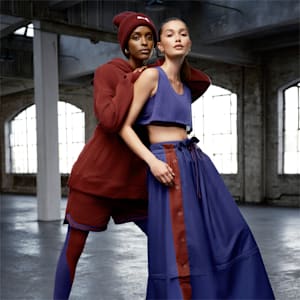 Falda de básquetbol PUMA x JUNE AMBROSE Keeping Score Maxi/Midi Convertible para mujer, Patriot Blue