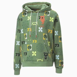 Run it Back Printed Basketball Men's Hoodie, Dusty Green, extralarge-IND