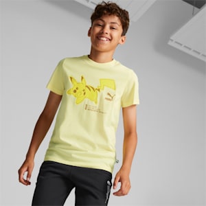 Camiseta PUMA x POKÉMON para niños grandes, Pale Lemon